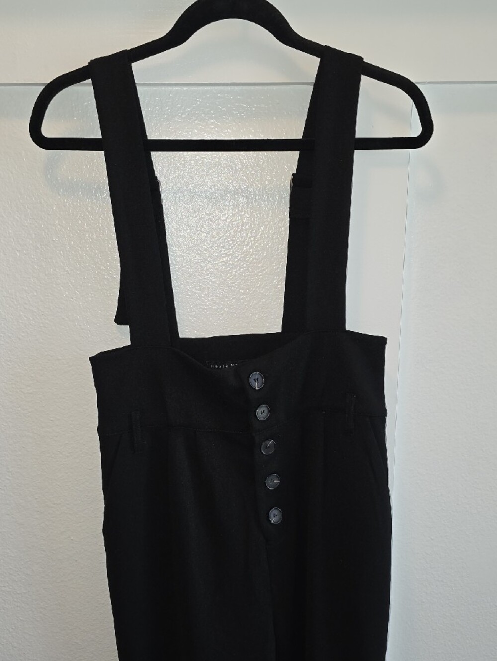 Haute Monde Black Button-Front Wide-Strap Jumpsuit - Picture 3 of 7